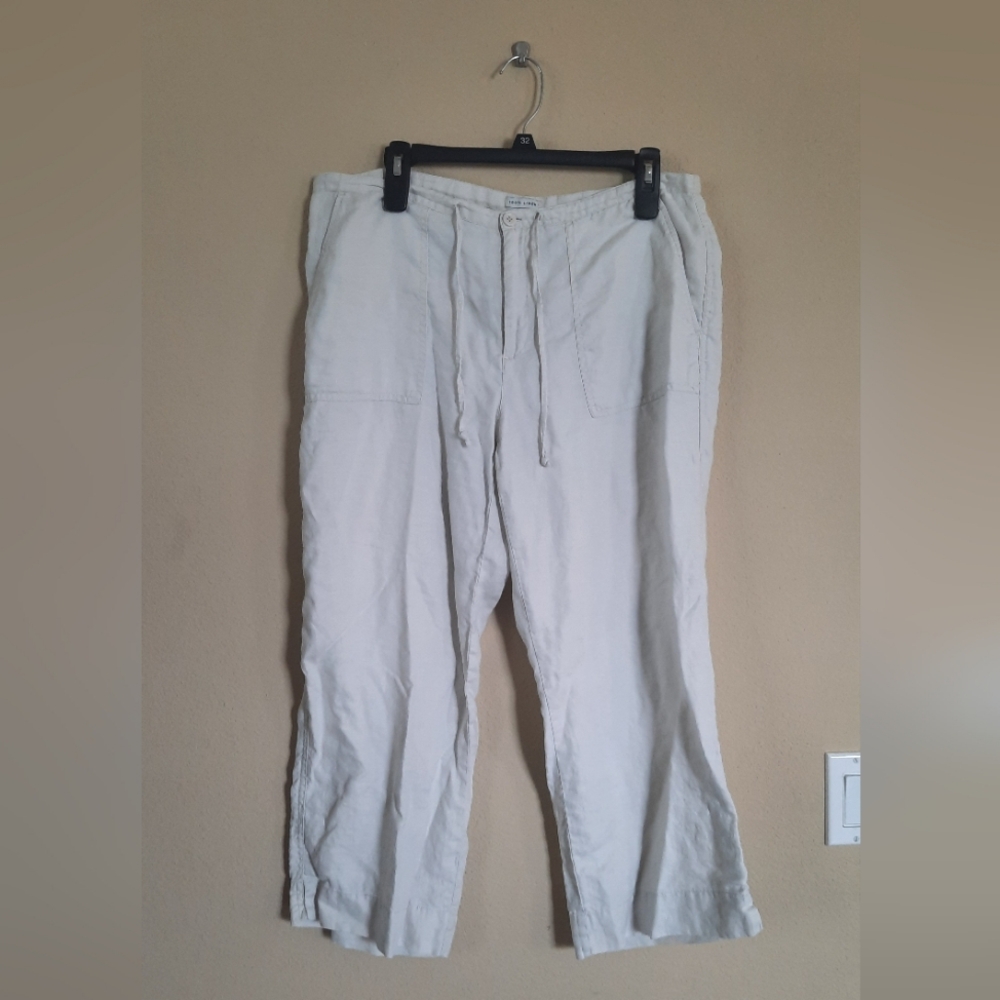 100% Linen Y2k Wide Leg Culottes Capris Old Navy